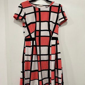 Cute pink and white windowpane/geometric dress by NET Collection, EUC, Size M